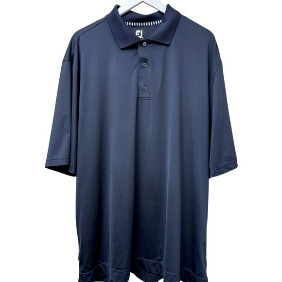 Footjoy Mens Golf Shirt XL Navy Blue Performance Polo Aspetuck Valley Golf Club - Picture 1 of 13